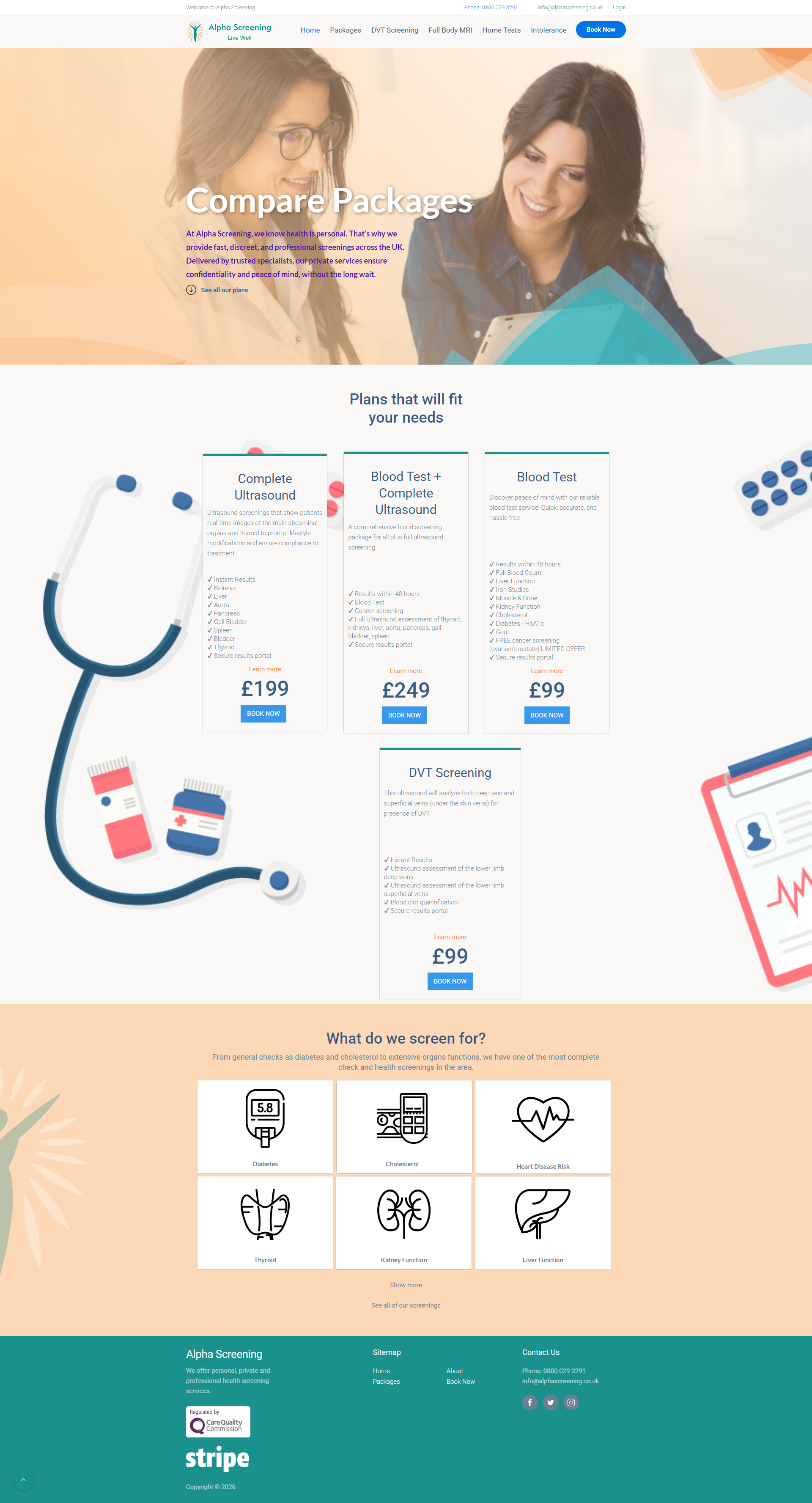 Alpha Screening — Old Website Design