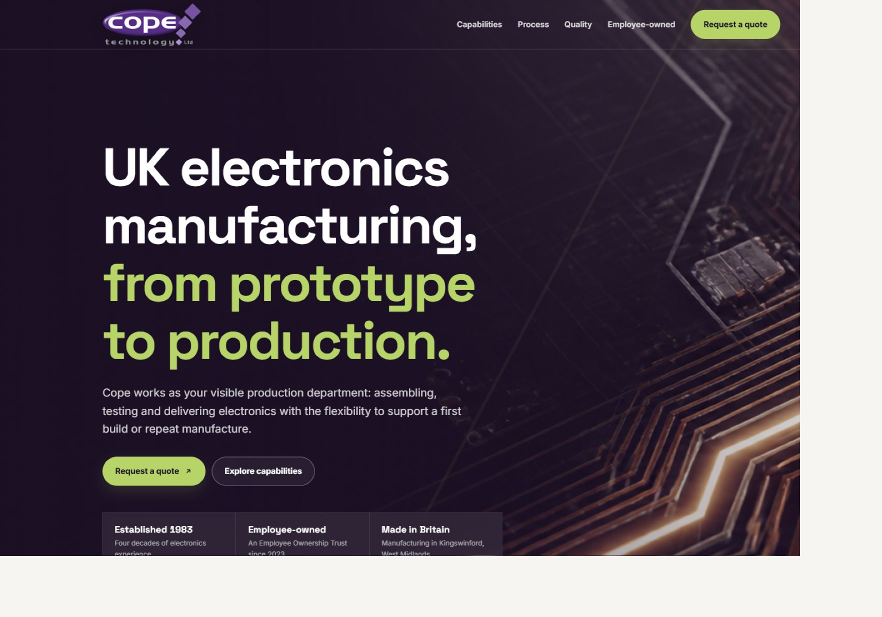 Repositioning Cope's Electronics Manufacturing Website