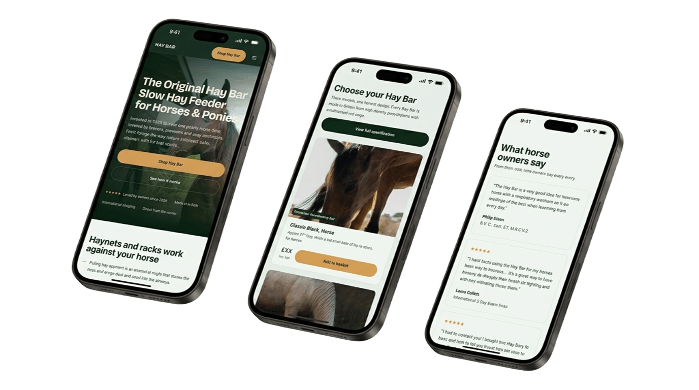 The rebuilt Hay Bar homepage shown on mobile