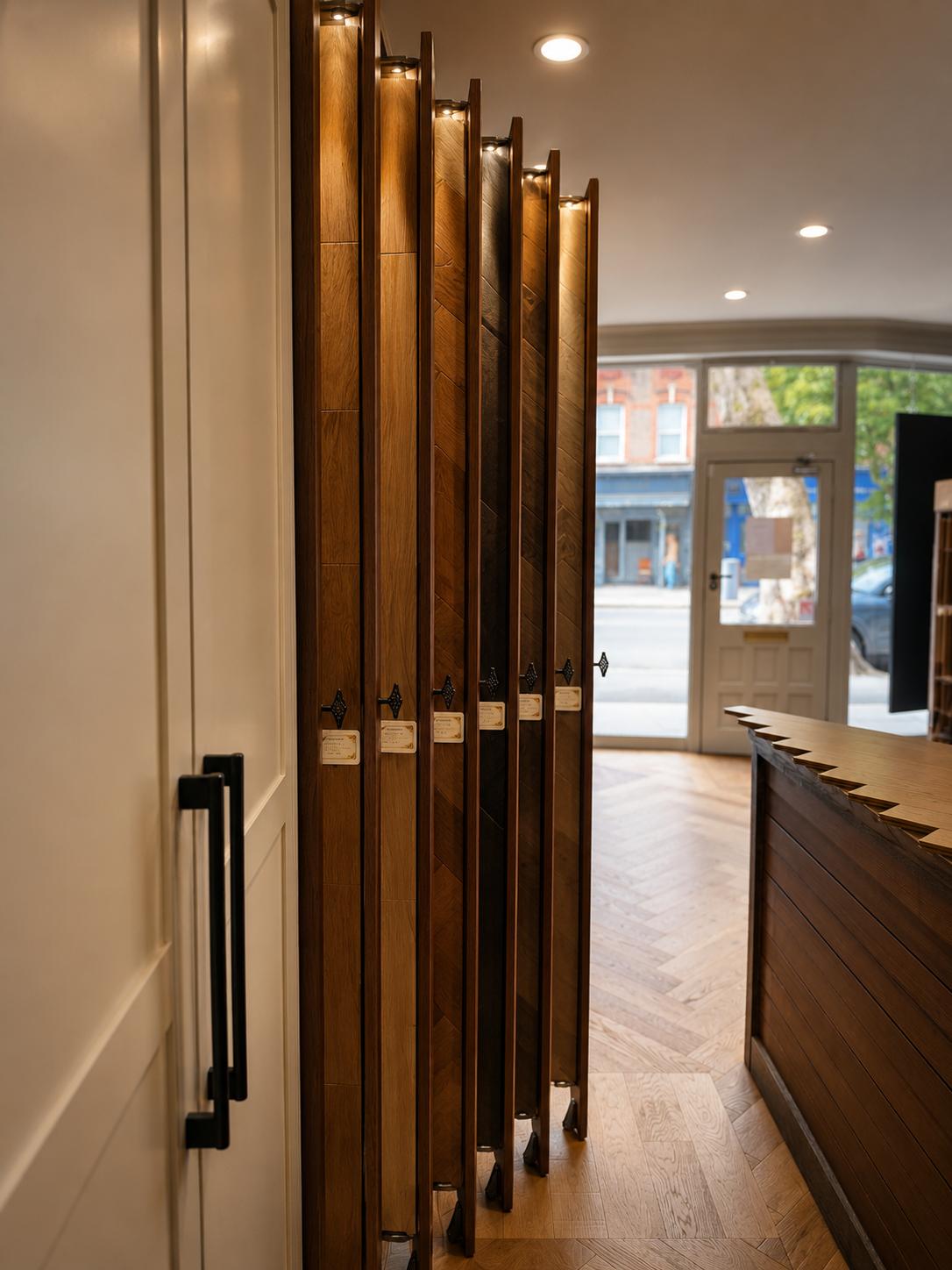 Timberzone wood flooring samples at the East Finchley showroom